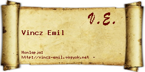 Vincz Emil névjegykártya
